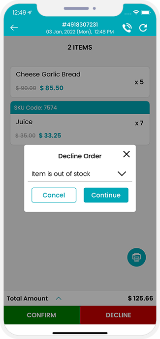 Order cancellation by Store Order cancellation by Store